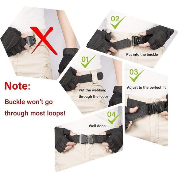 Tactical Belt, Military Hiking Rigger 1.5" Nylon Web Work Belt with Heav… - Picture 5 of 7